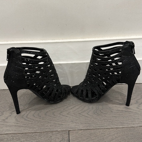 Dazzling black rhinestone cage booties. - Picture 6 of 6